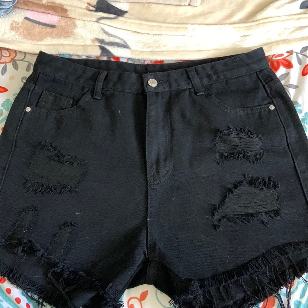 Black jean shorts